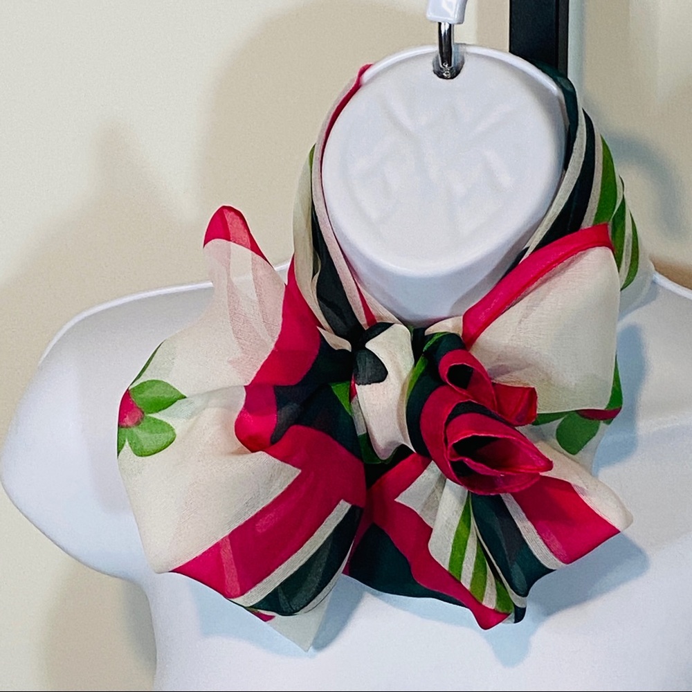 Rectangle Flower & Striped Rectangular Scarf - image 6